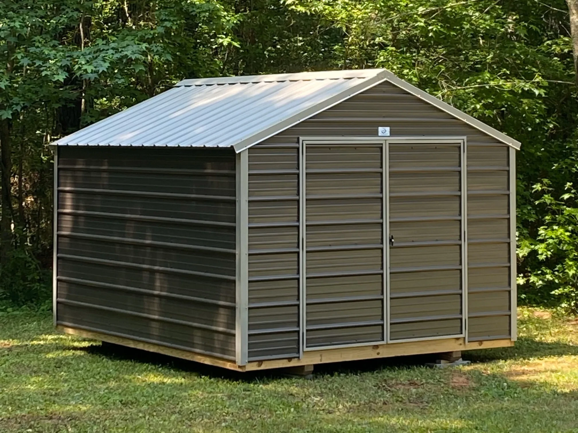 a small bronze economy metal shed