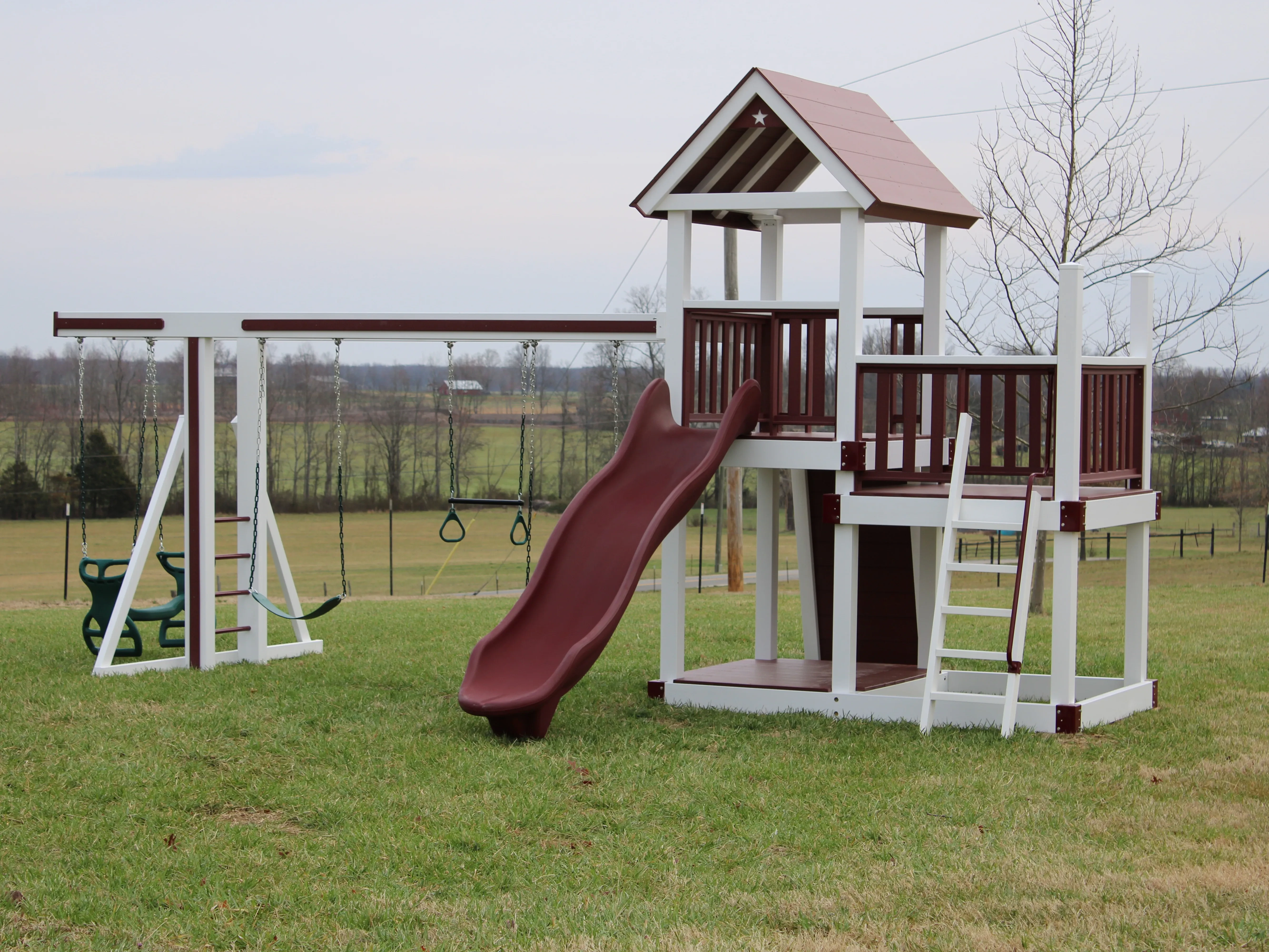 a red and white viny playset