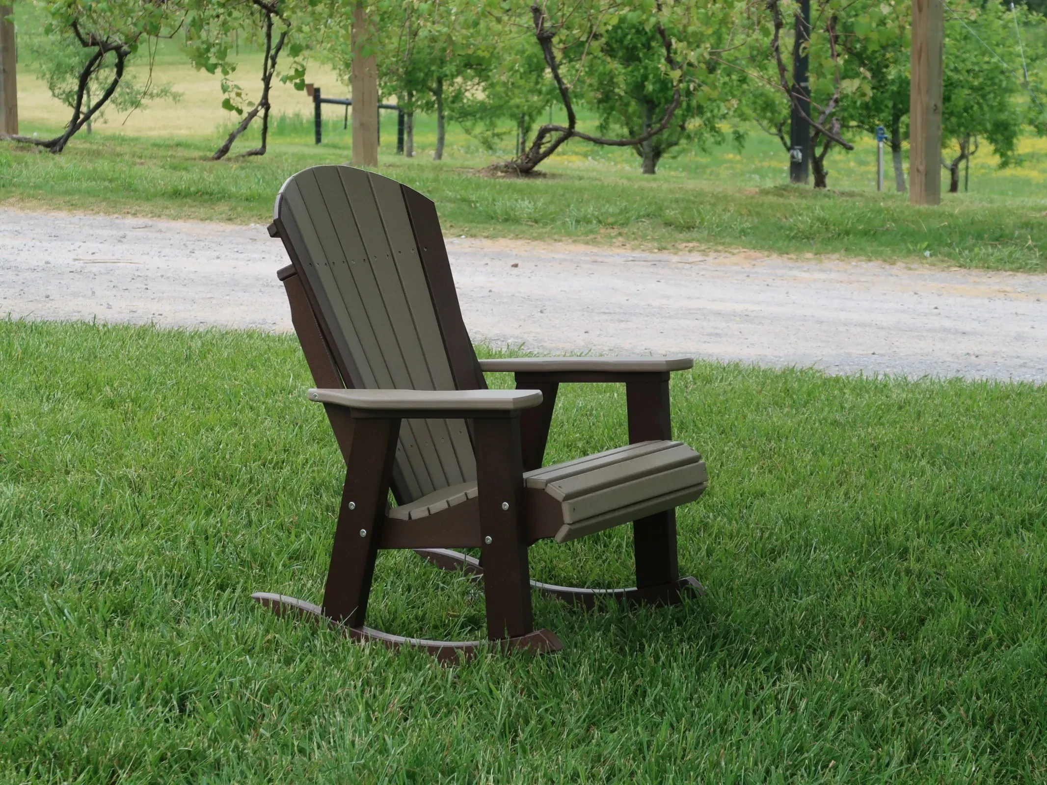 Polywood rocker sitting in the grass