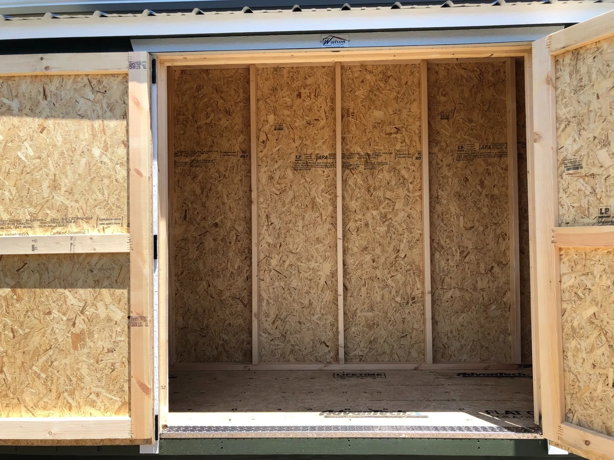 Interior view of a 4x12 shed.